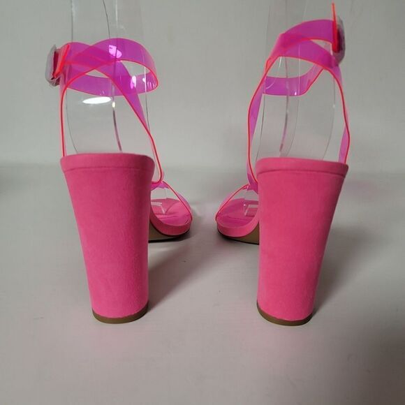 Qupid neon fuschia transparent ankle-strap sandal - Picture 9 of 13